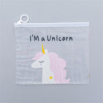 Kawaii Leopard Unicorn Transparent Pencil Case Cosmetic Bag School Office Supplies Document Bag File Folder Stationery Organizer