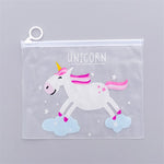 Kawaii Leopard Unicorn Transparent Pencil Case Cosmetic Bag School Office Supplies Document Bag File Folder Stationery Organizer