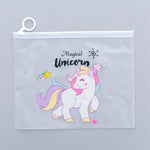 Kawaii Leopard Unicorn Transparent Pencil Case Cosmetic Bag School Office Supplies Document Bag File Folder Stationery Organizer