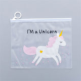 Kawaii Leopard Unicorn Transparent Pencil Case Cosmetic Bag School Office Supplies Document Bag File Folder Stationery Organizer