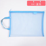 Solid Color Document Bag A4 A5 Transparent Gridding Zip Storage Bags Pen Filing Products Pocket Folder Office & School Supplies