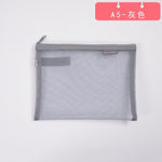 Solid Color Document Bag A4 A5 Transparent Gridding Zip Storage Bags Pen Filing Products Pocket Folder Office & School Supplies