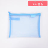Solid Color Document Bag A4 A5 Transparent Gridding Zip Storage Bags Pen Filing Products Pocket Folder Office & School Supplies