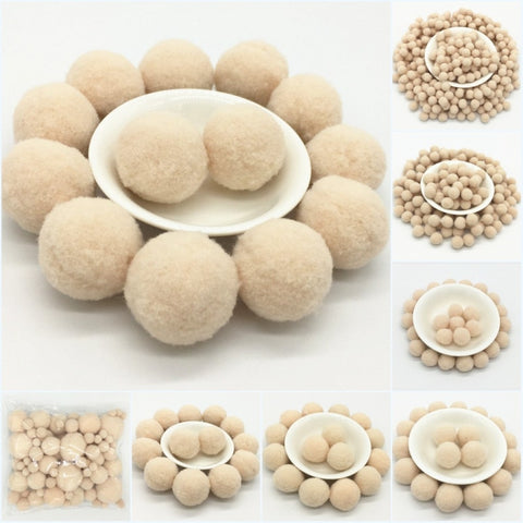 Beige Pompoms 8/10/15/20/25/30mm Fur Plush Ball Craft DIY Soft Pompon Wedding Home Garment Sewing  Cloth Accessories 20g