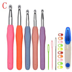 17 Styles Set Crochet Hook Set With Yarn Knitting Needles Sewing Tools Set Knit Gauge Scissors Stitch Holder Hook For Knitting