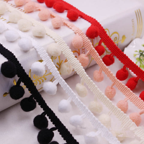 5 Yards Pom Pom Trim Ball 10 mm MINI Pearl Pompom Fringe Ribbon Sewing Lace Kintted Fabric Handmade DIY Craft Accessories